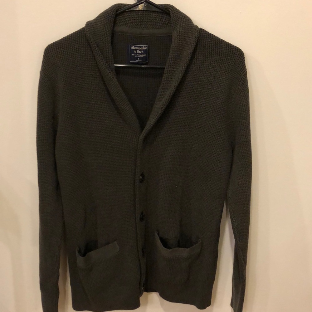 Dark green shawl collar cardigan